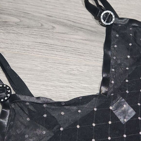 GuC Black Sheer w/Glitter Polka Dot Sexy Slip Dress - Picture 5 of 7